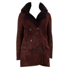 Used RRM Burgundy Suede Shearling Lined Coat Size M