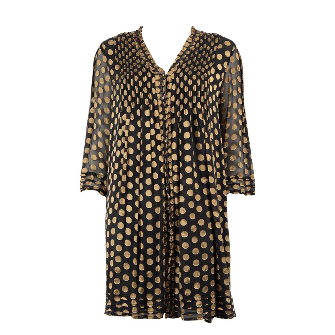 Diane Von Furstenberg Black Polkadot Pattern Dress Size XS For Sale