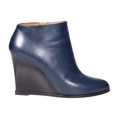 Céline - Bottes à talons compensés en cuir marine - Taille IT 38