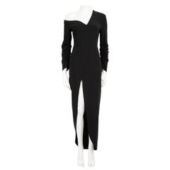 A.W.A.K.E. MODE Black Asymmetric Ruched Sleeve Dress Size S