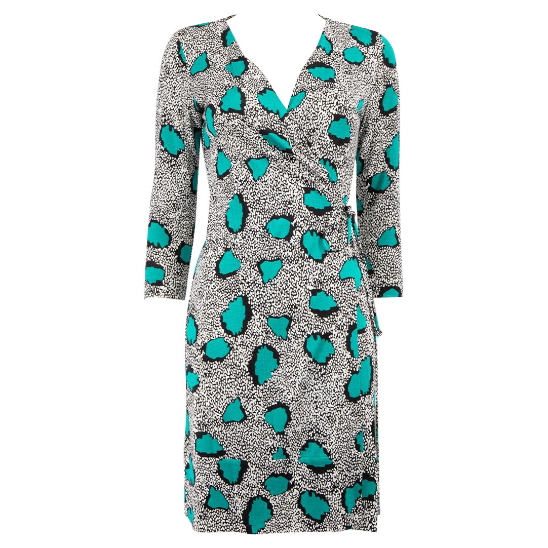 Diane Von Furstenberg Abstract Silk Wrap Dress Size S For Sale