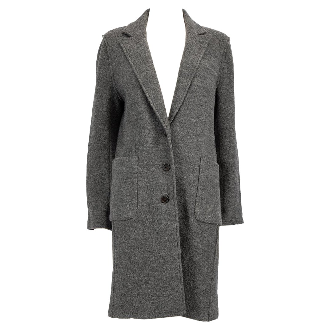 J.Crew Grey Wool Single Breasted Buttoned Coat Size L For Sale