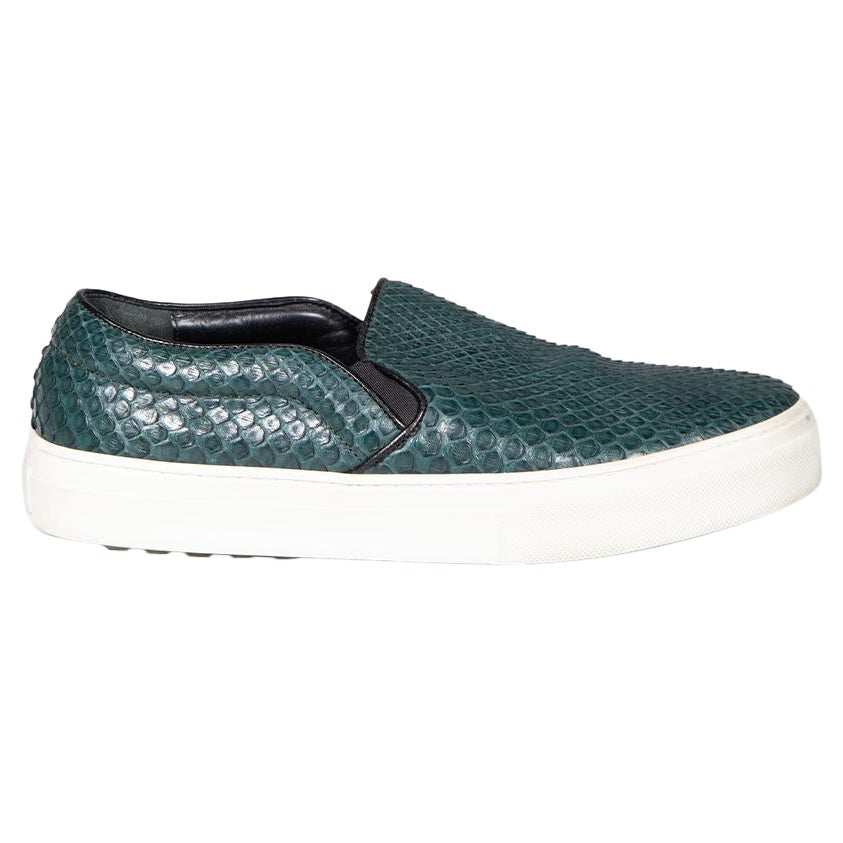 Céline Green Python Leather Slip-On Trainers Size IT 38.5 For Sale