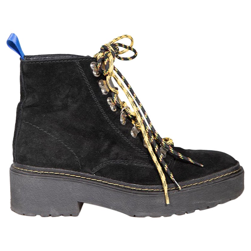BIMBA Y LOLA Black Suede Lace Up Combat Boots Size IT 38 For Sale