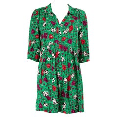 ba&sh Green Floral Buttoned Up Mini Dress Size XS