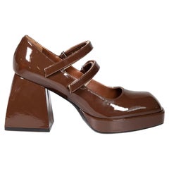 Nodaleto Brown Patent Bulla Babies Platform Heels Size IT 38