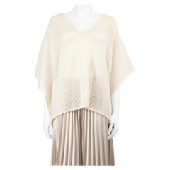 360 Cashmere Ecru V-Ausschnitt Strickponcho Größe S