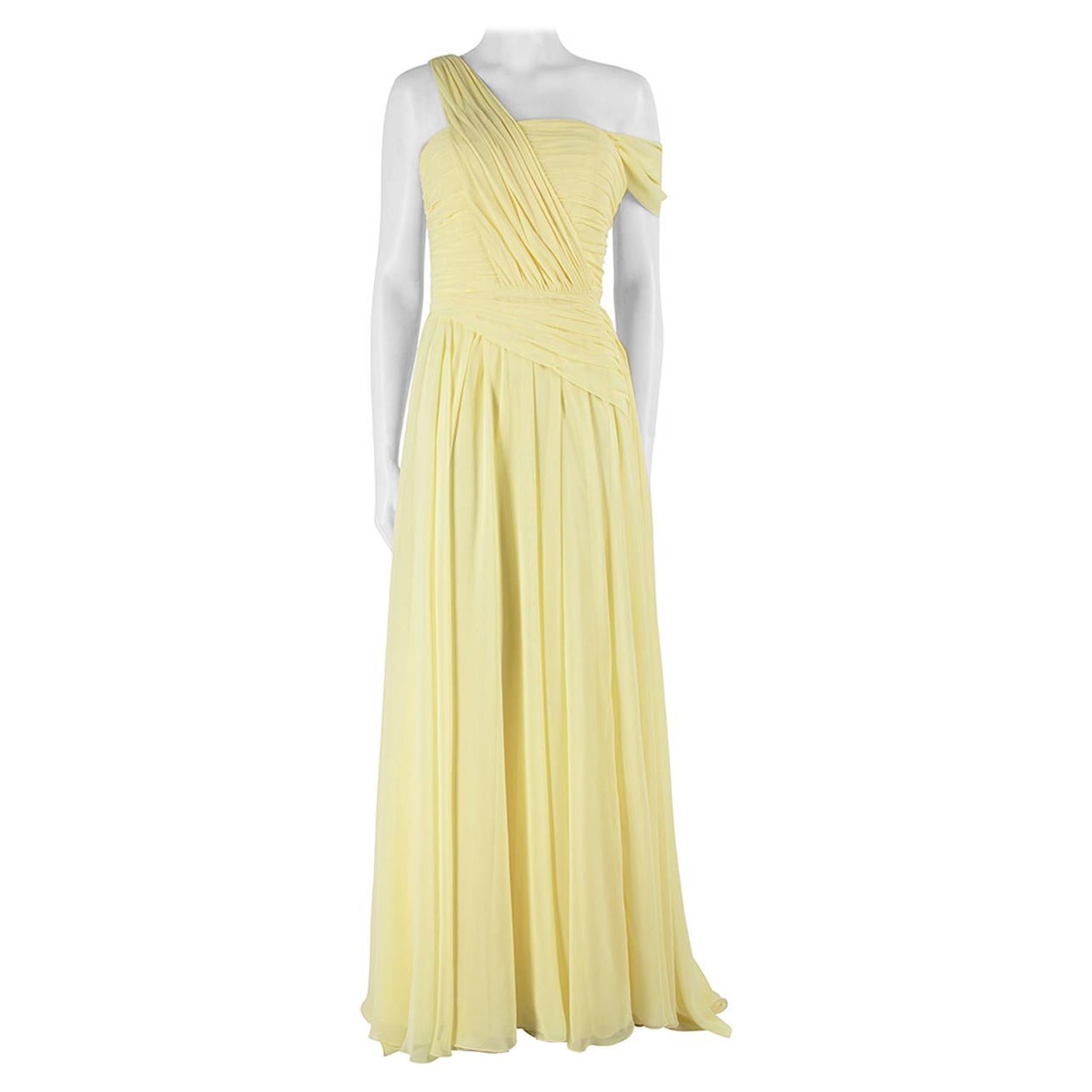Honayda Yellow Chiffon Maxi Gown Size S For Sale