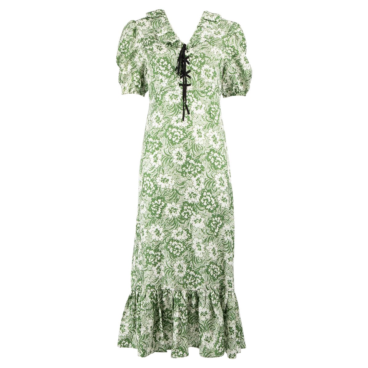 Shrimps Green Silk Floral Midi Dress Size S For Sale