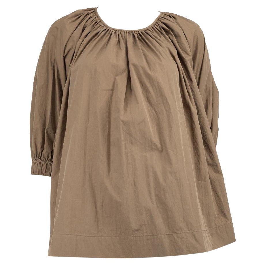 CO Brown Puff Sleeves Top Size S For Sale