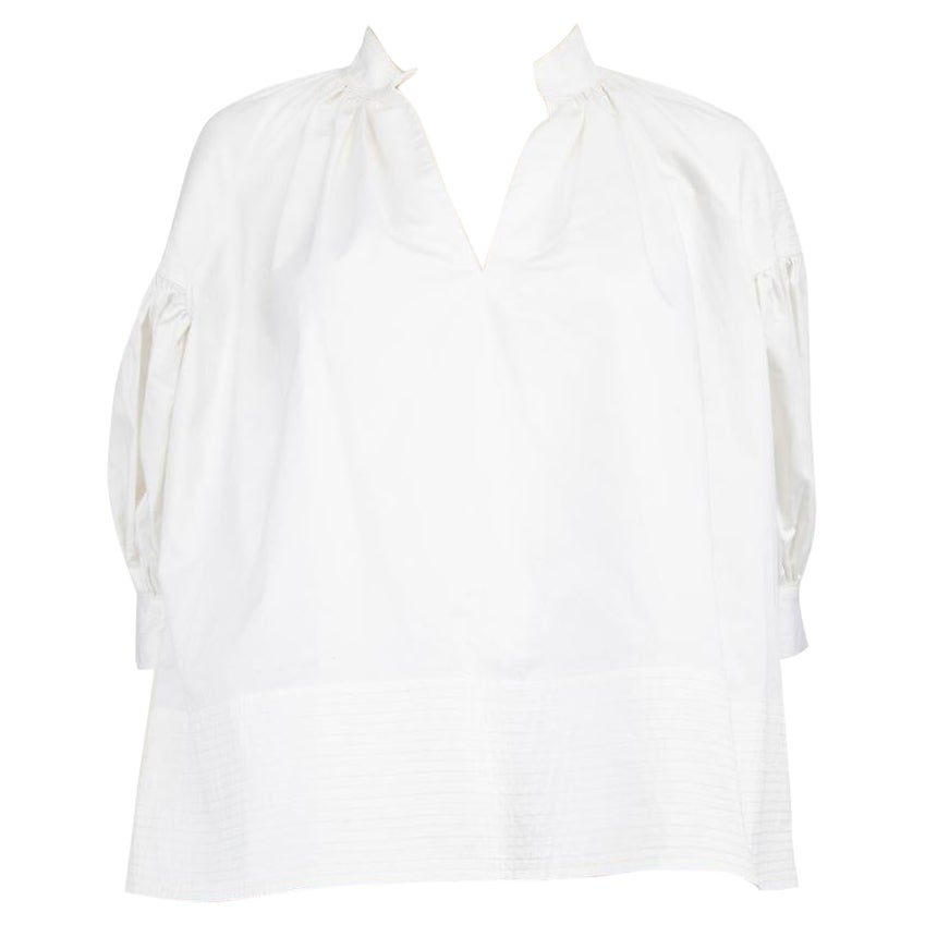 CO White V-Neck Puff Sleeve Top Size XS For Sale