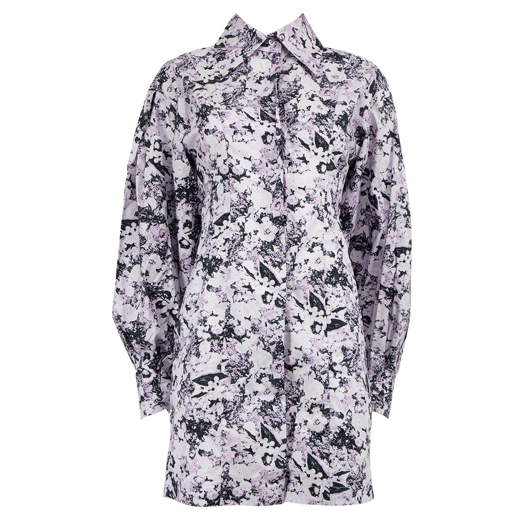 Remain Birger Christensen Purple Floral Marilo Shirt Dress Size S For Sale