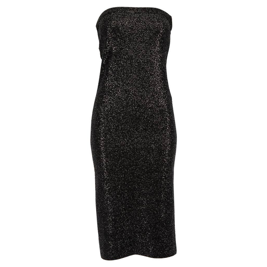 Hanne Bloch Black Sequinned Strapless Dress Size S For Sale