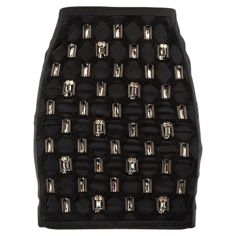 All Saints Black Crystal Embellished Beaded Skirt Size XXS For Sale