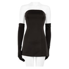 Miscreants Black Strapless Mini Dress With Gloves Size S