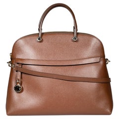 Used Furla Brown Leather My Piper Large Handbag