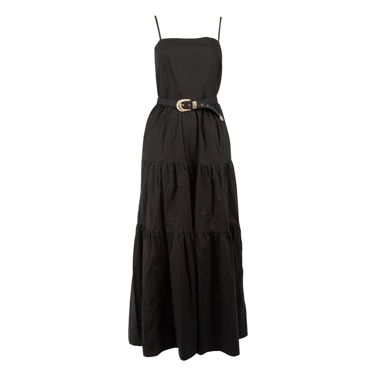 Nicholas Black Square Neckline Belted Maxi Dress Size S For Sale