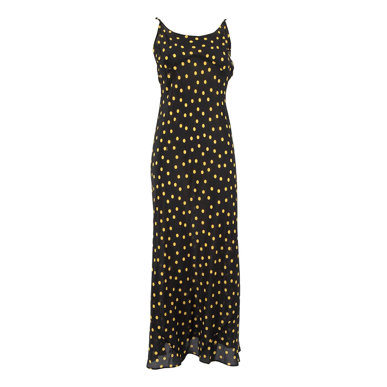 Réalisation Black Silk Polka Dot The Iggy Slip Dress Size L For Sale