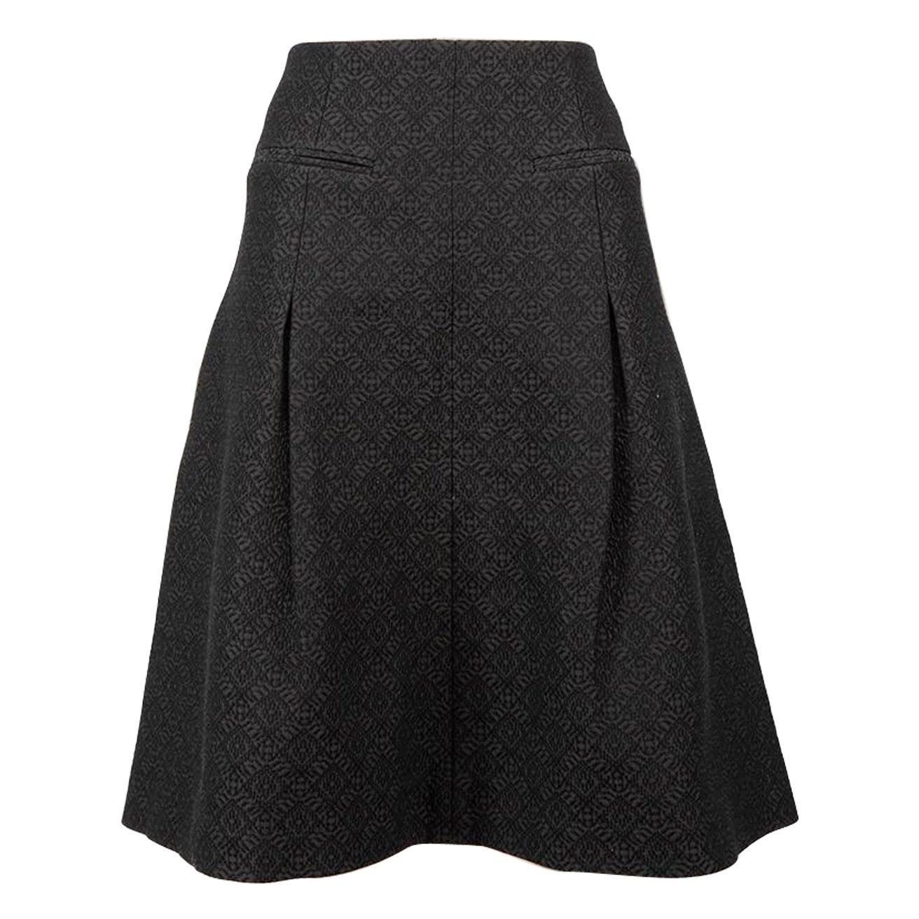 Céline Black Jacquard Pattern Pleated Skirt Size L For Sale