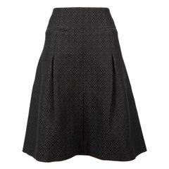 Céline Black Jacquard Pattern Pleated Skirt Size L