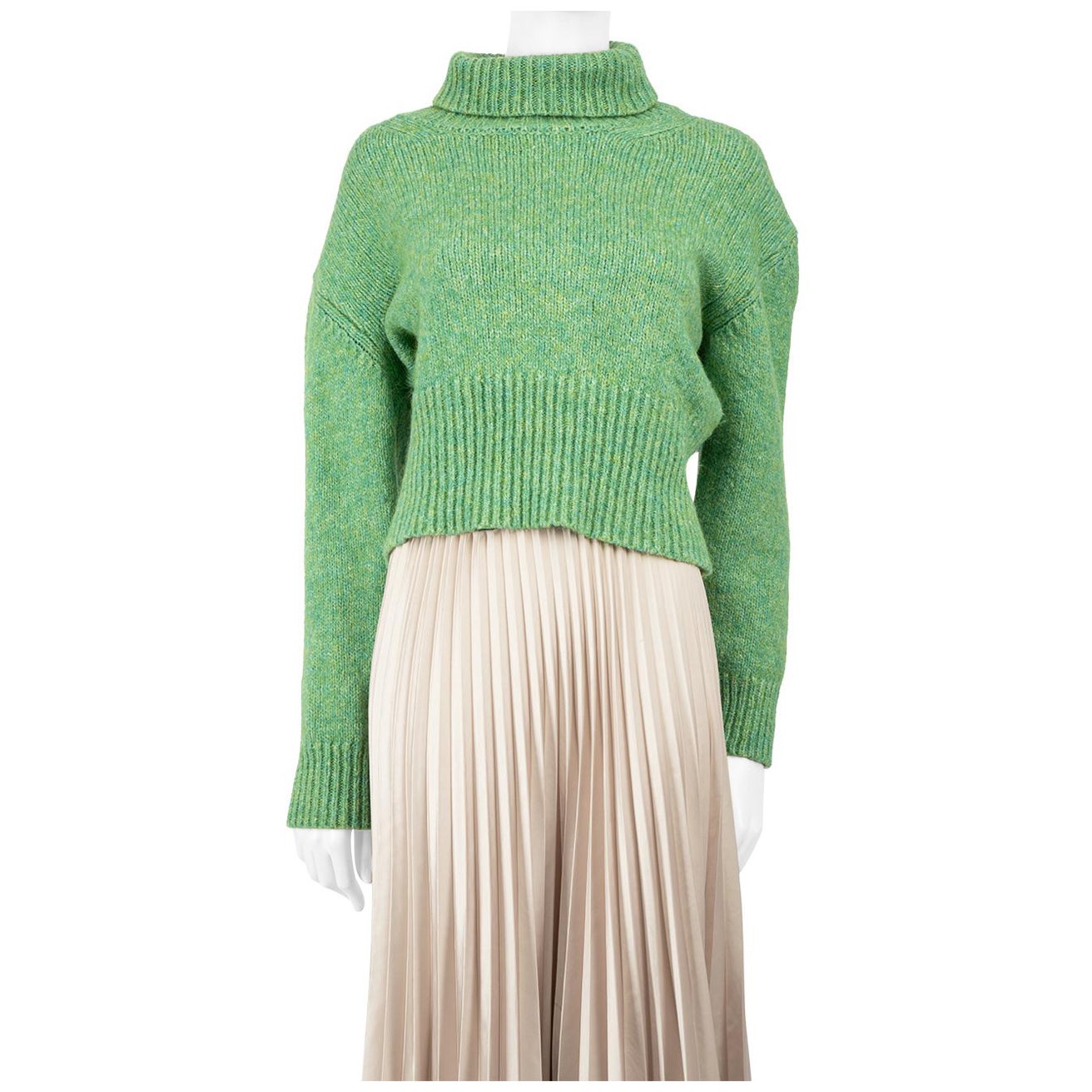 Paloma Wool Green Turtleneck Knit Sweater Size L For Sale