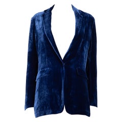 Forte_Forte Blauer Samt Blazer Größe M