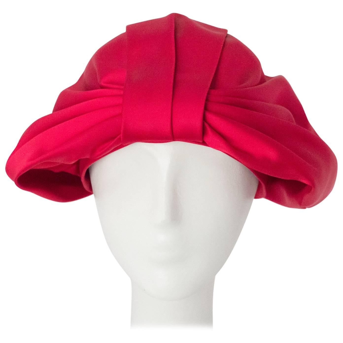 60s Pink Satin Bow Turban For Sale