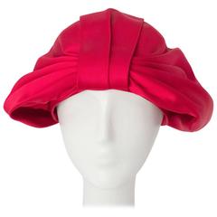 Rosa Satin-Schleifen-Turban aus den 60er Jahren