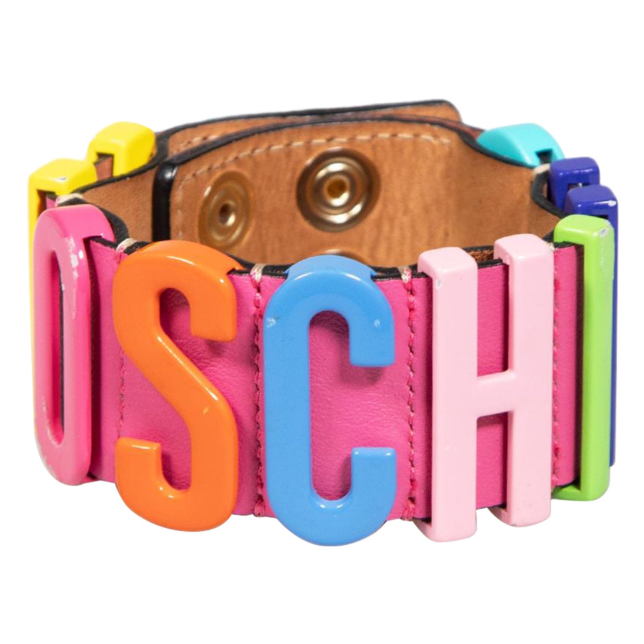 Moschino - Bracelet en cuir avec logo en vente