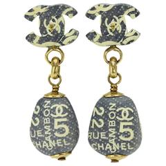 Chanel Vintage Rue Cambon No 5 Ivory Dangle Drop Evening Charm Earrings