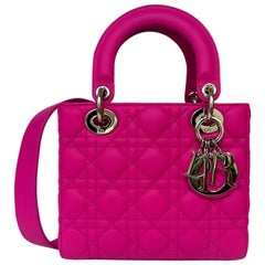 Used Christian Dior 2023 Rani Pink Leather Cannage Quilted My ABCDior Small Lady Dior