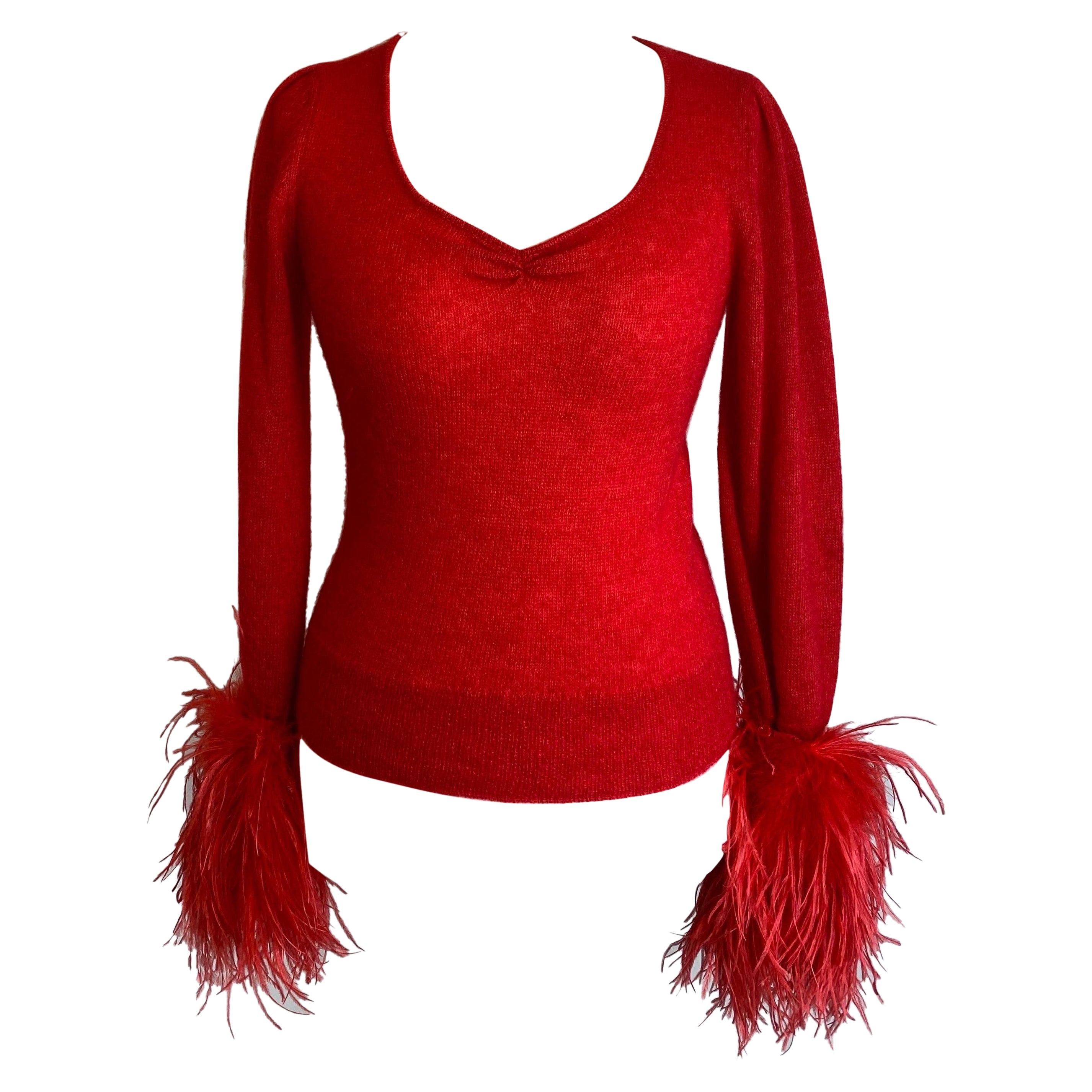 Gucci 2020 red feather mohair Pullover For Sale
