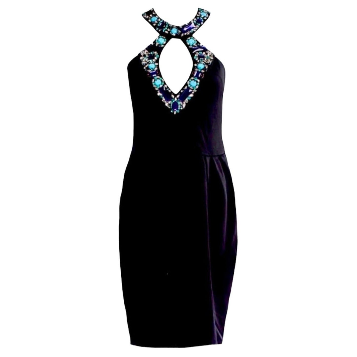 UNWORN Emilio Pucci "Palm Royale" Bejeweled Keyhole Cocktail Dress 40 For Sale