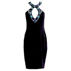 UNWORN Emilio Pucci "Palm Royale" Bejeweled Keyhole Cocktail Dress 40