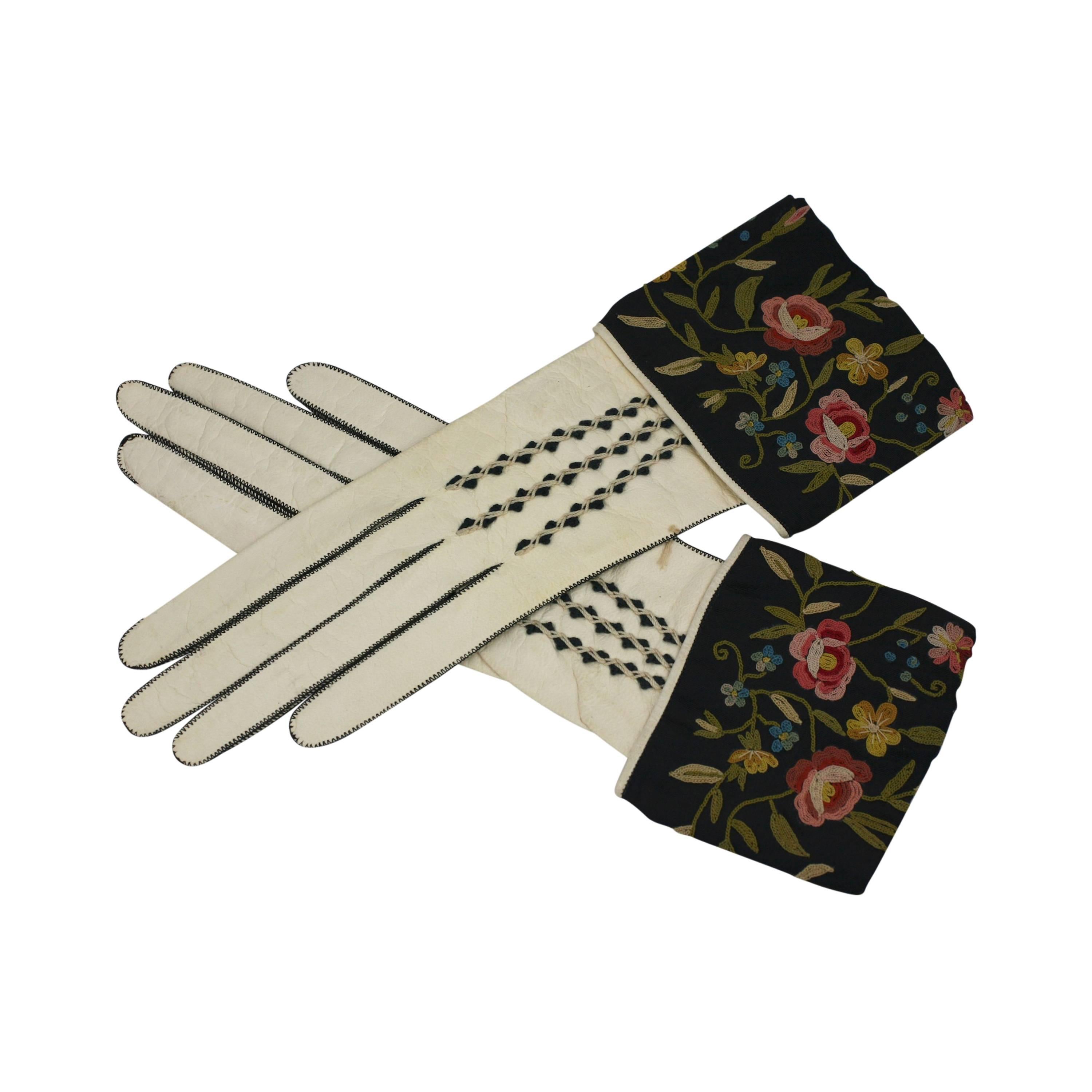 Art Deco Embroidered Gloves, 1920s