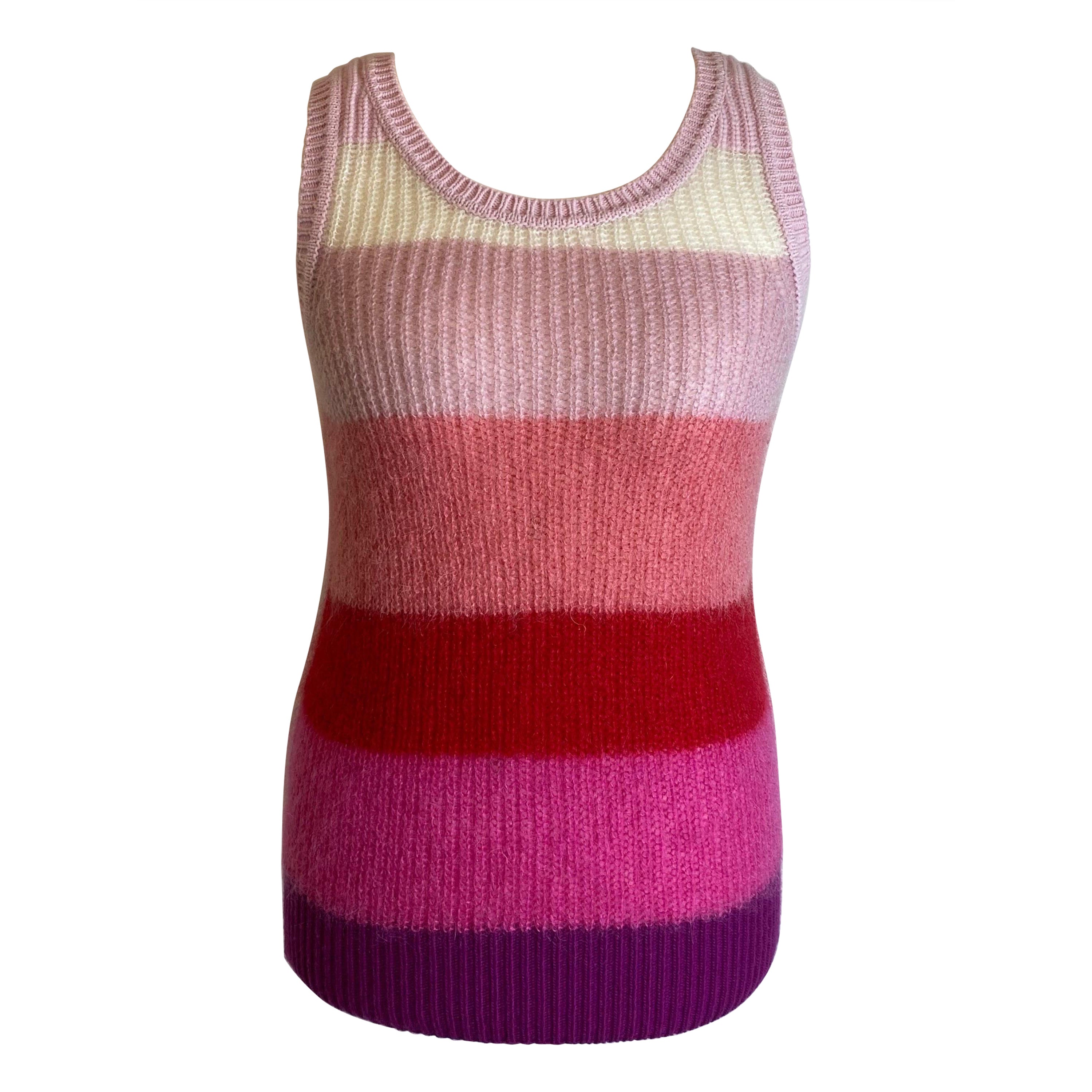Marni pink shades stripes mohair Vest For Sale