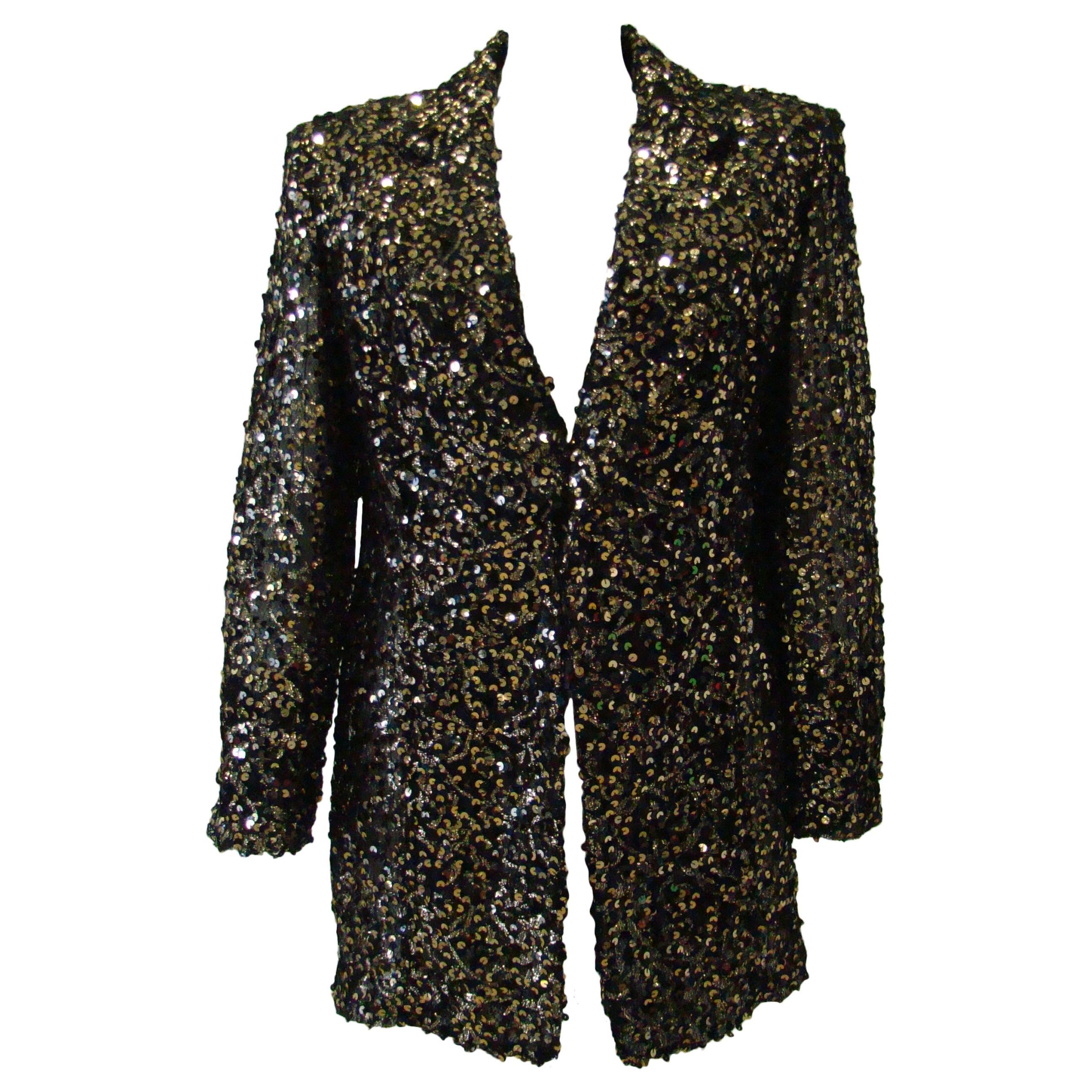 Unique Gianfranco Ferre Lurex Net Sequin Jacket 1990's For Sale