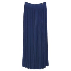 CHANEL 18C Greece Runway Navy Blue Wide Leg Pants Trousers