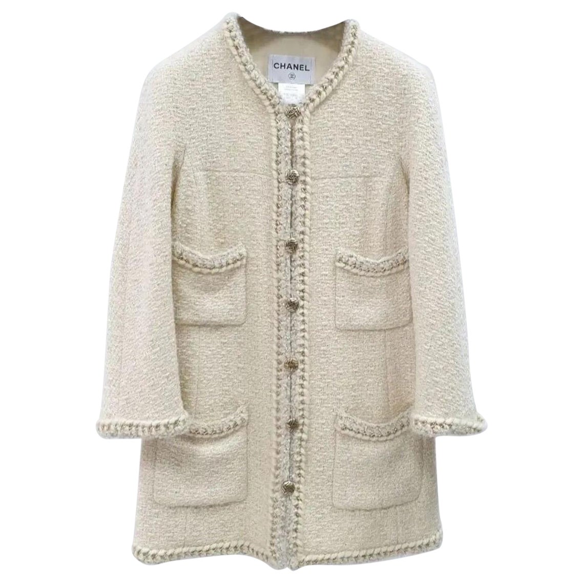 Chanel 8K$ Chain Trim Tweed Jacket  For Sale