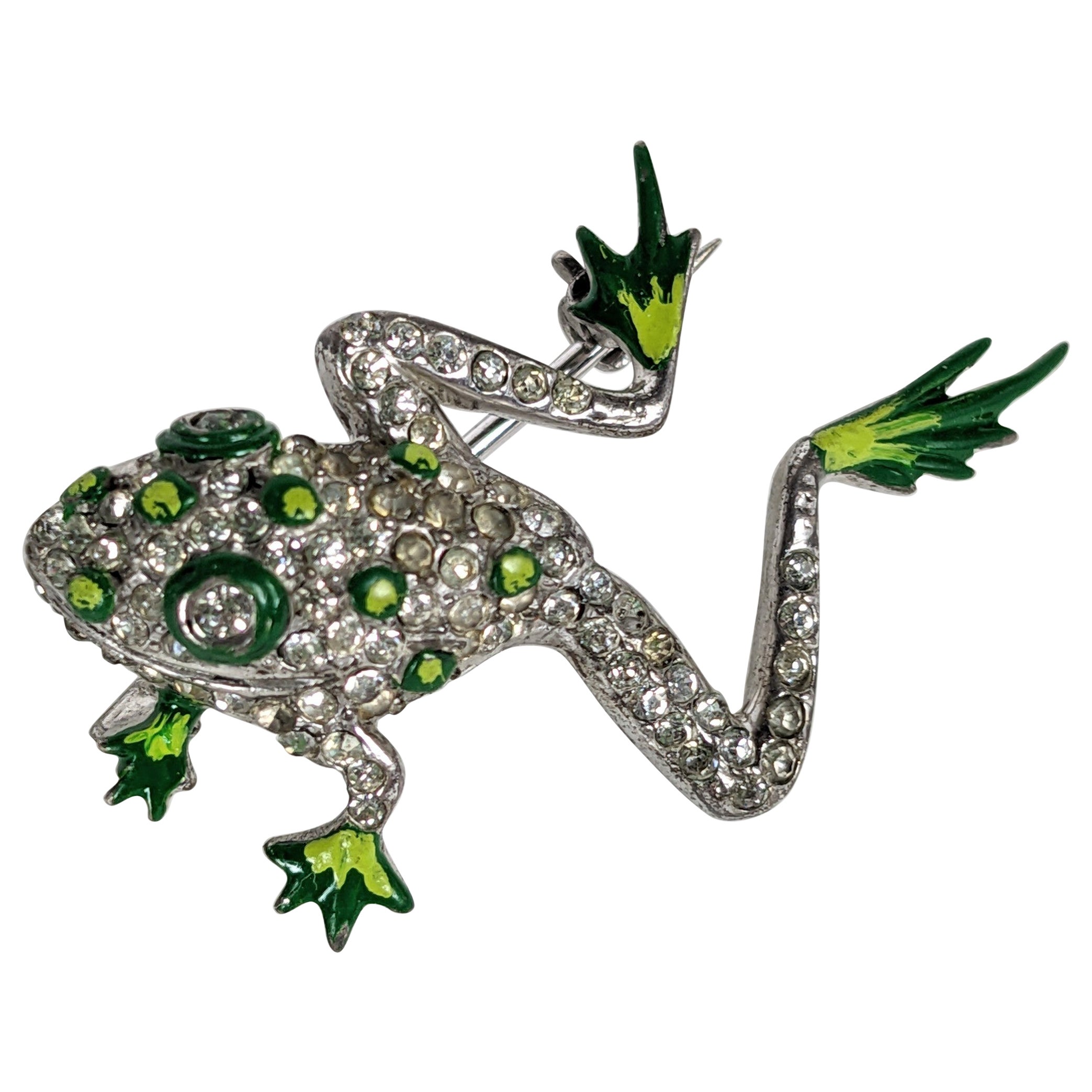 Reja Sterling Art Deco Enamel Frog For Sale