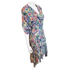 Vintage 1980s Lightweight Floral Norma Kamali Sheer Summer Dress 