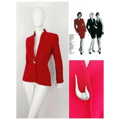 Vintage Thierry Mugler Couture 2000 AW Sculptural Red Wasp Pin Brooch Jacket Blazer