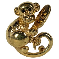 Ciner Gilt Monkey with Mirror Brooch