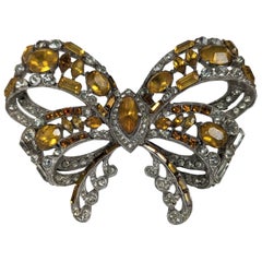 Massive Staret Topaz and Crystal Paste Deco Bow
