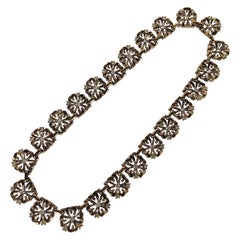Trifari Rose Gold Pave Pansy Link Necklace