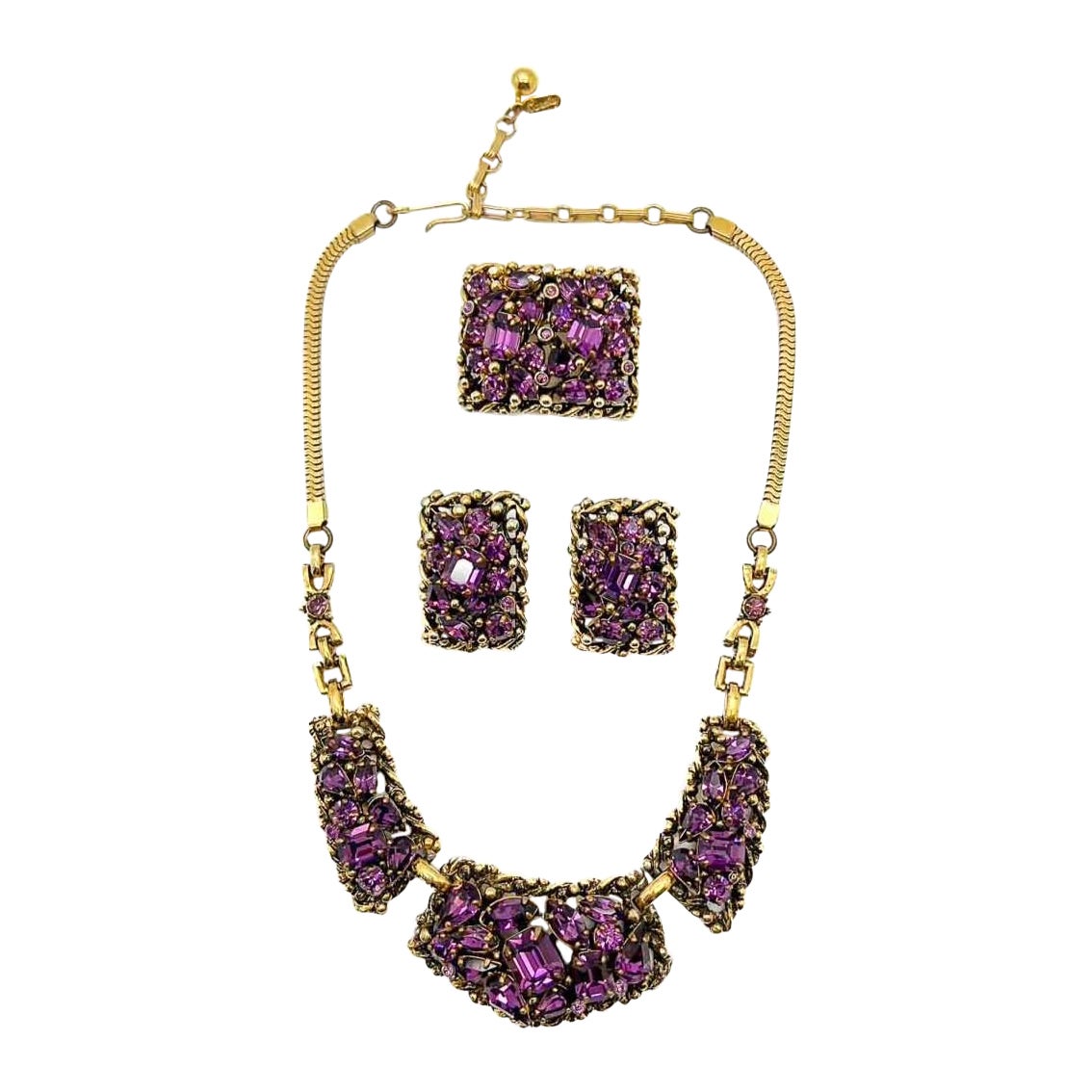 Barclay's Jewels of India" Amethyst-Kristall-Parüre 1950er Jahre im Angebot