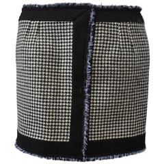 Balenciaga Houndstooth Check Wool Mini Skirt 