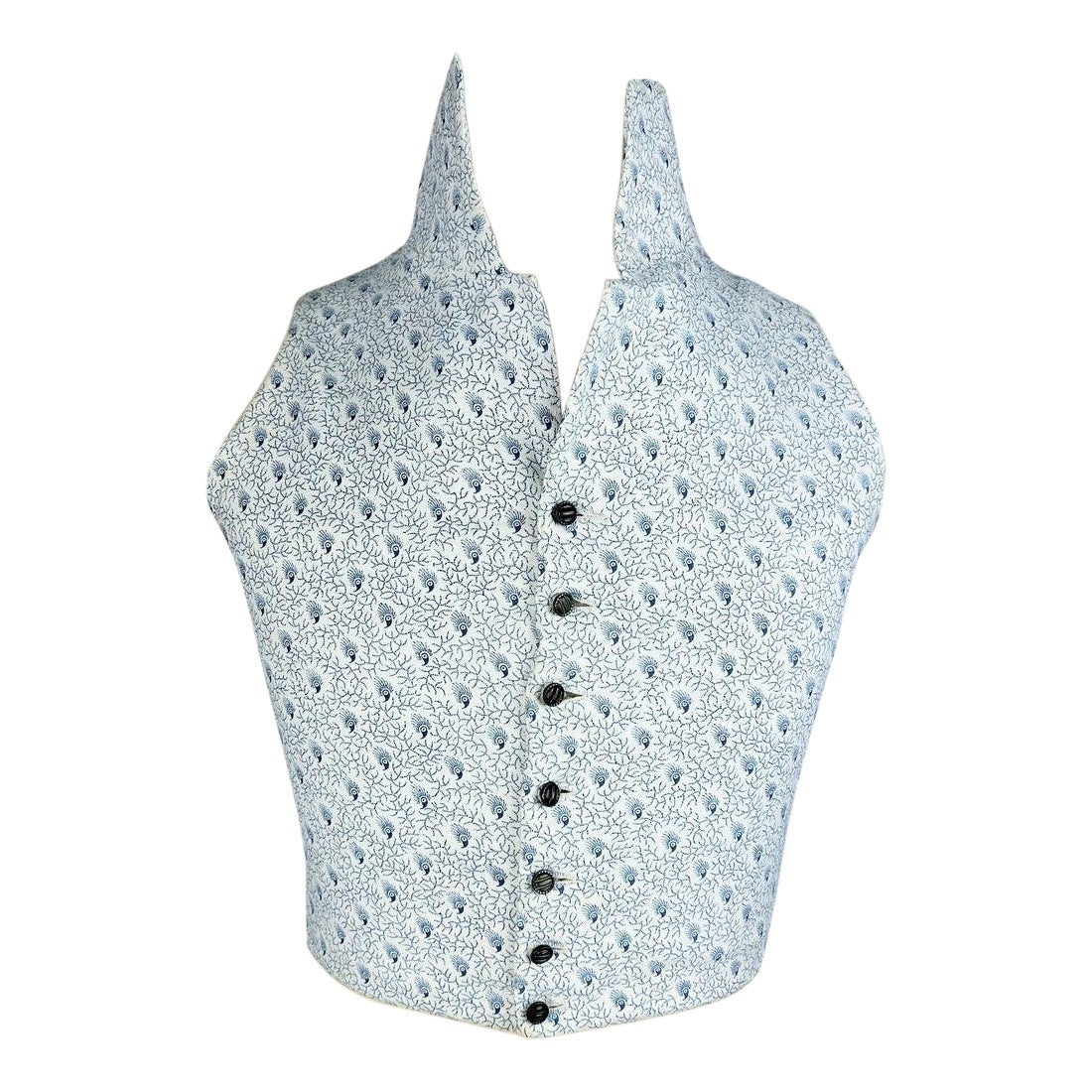 A printed cotton Summer waistcoat - France, Napoleonic Period Circa 1800 For Sale