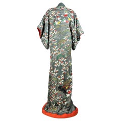 Painted, printed and gold-embroidered silk crepe kosode Japan 18th 19th century