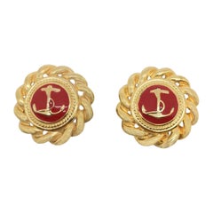 Used Gold & Red Nautical Earrings 1980S